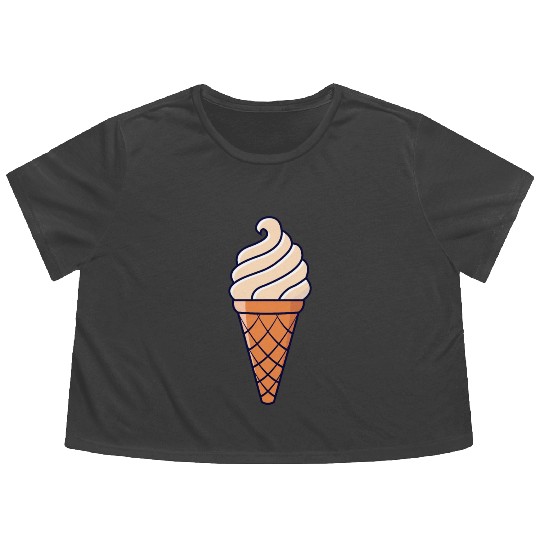 SOFT ICE CREAM ICE CUP WAFFLE ICE CREAM GIFT IDEA Flowy Cropped Tees