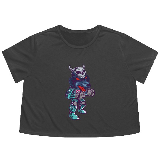 Wolf robot robot machine computer toy Flowy Cropped Tees