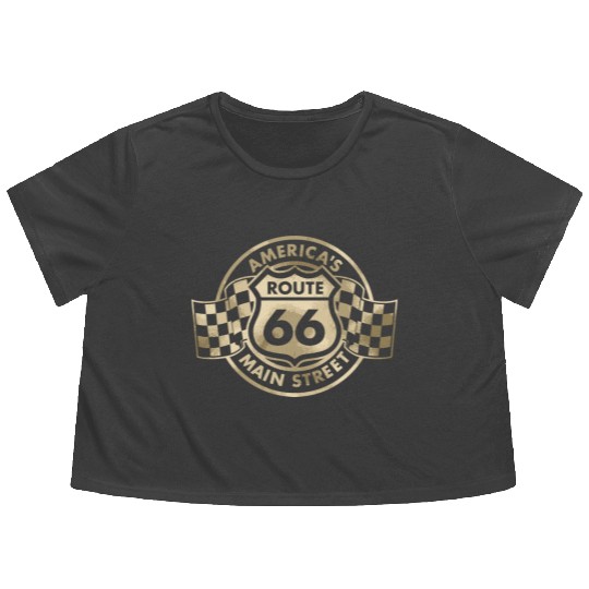 Route 66 America'S Main Street Glam Flowy Cropped Tees