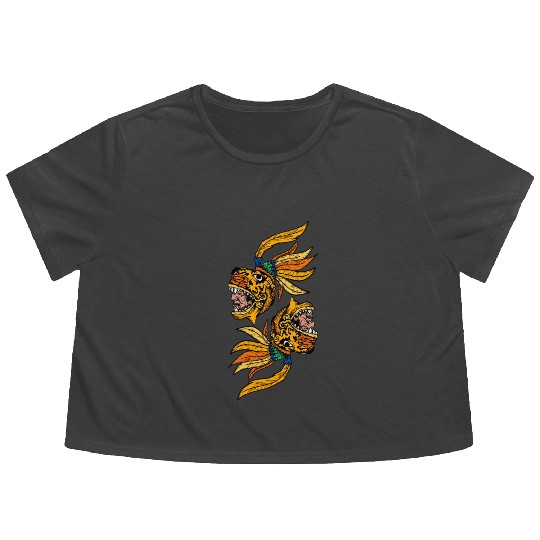 Aztec Warior Jaguar Maya Inca Culture Flowy Cropped Tees