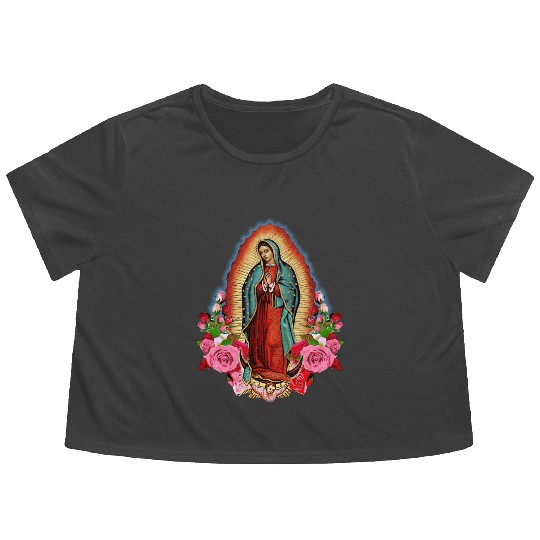 Our Lady Of Guadalupe Saint Virgin Mary birthday c Flowy Cropped Tees