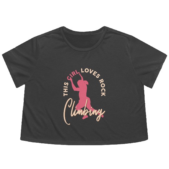 Rock Climber Boulder This Girl Loves Rock Climbing Flowy Cropped Tees