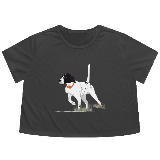 Bird Hunting Hunter English Pointer Dog Flowy Cropped Tees
