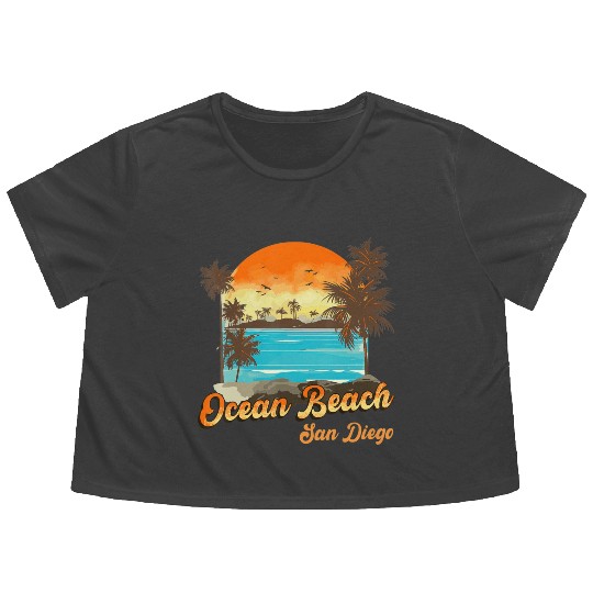 Ocean Beach San Diego Summer Vacation Sunset Palm Flowy Cropped Tees