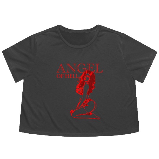 2reborn ANGEL devil girl sexy lingerie model red Flowy Cropped Tees