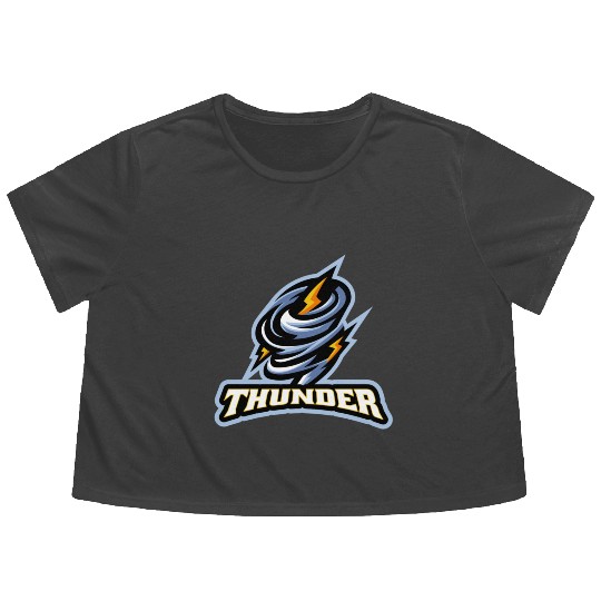 Thunder lighting storm scary weather Flowy Cropped Tees