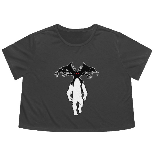 Bigfoot Riding Mothman - Funny Sasquatch Myth Flowy Cropped Tees