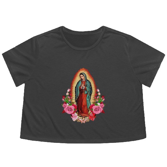 Our Lady of Guadalupe, Mexican Virgin Mary, Mexico Flowy Cropped Tees