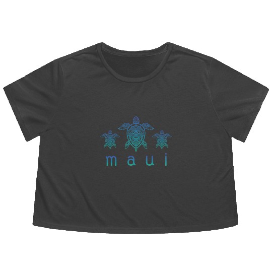 Maui Turtle Hawaii Maui Honolulu Aloha Hula Gift Flowy Cropped Tees