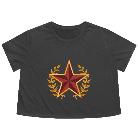 soviet star with laurels Flowy Cropped Tees