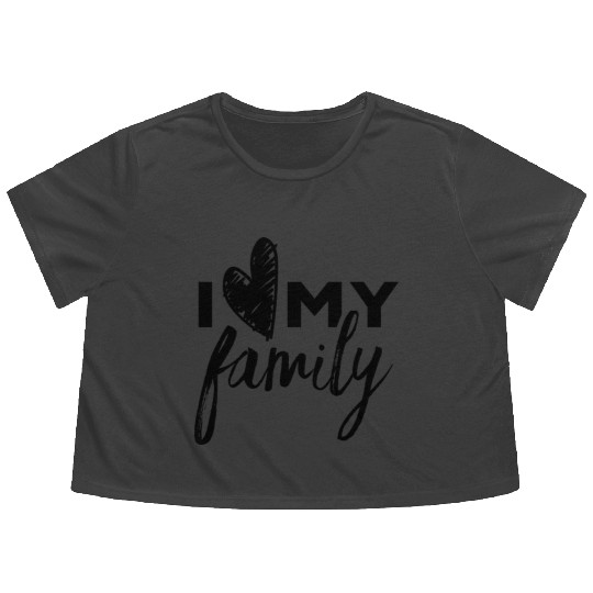 I Love My Family Party Families Parents Reunion Flowy Cropped Tees