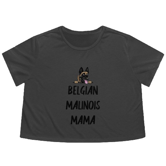 Belgian Malinois Mama Gift Flowy Cropped Tees