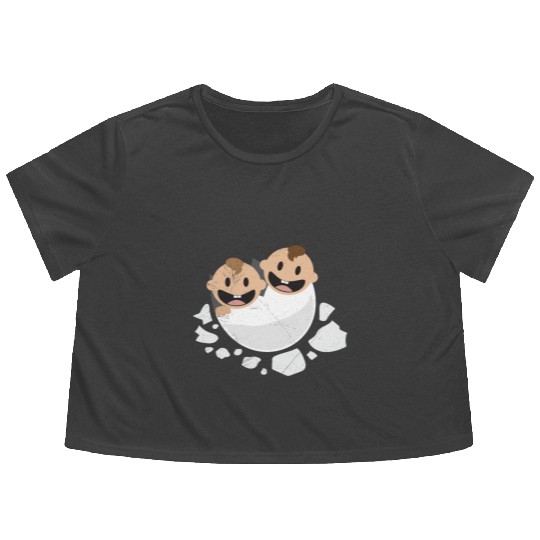 Baby Hatching Twins Newborn Funny Gift Idea Flowy Cropped Tees