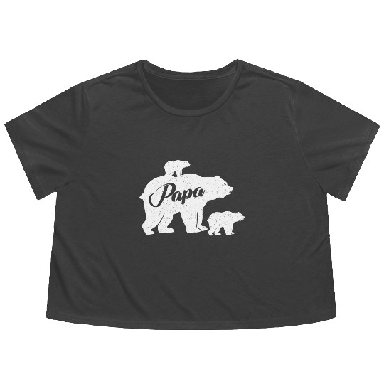 Papabear Baby Newborn Twin Dad Bear Papabear Flowy Cropped Tees