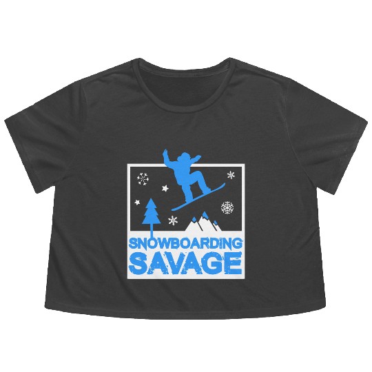 Snowboarding Savage Kids Cool Youth Freestyle Snow Flowy Cropped Tees