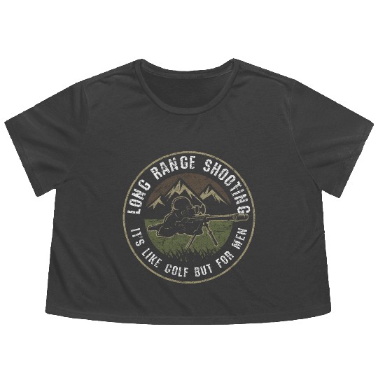 Retro Vintage Military Sniper Humorous Gift Idea Flowy Cropped Tees