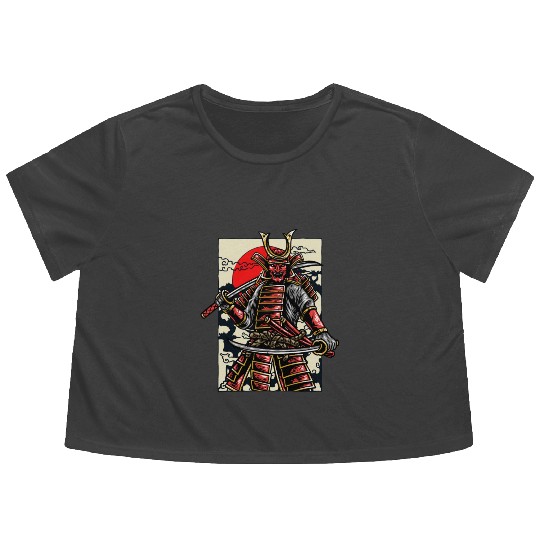 Katana Samurai Ninja Japan Shinobi Warrior Gift Flowy Cropped Tees