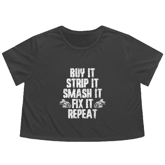 Buy Strip Smash Fix Repeat Demolition Derby Car Flowy Cropped Tees