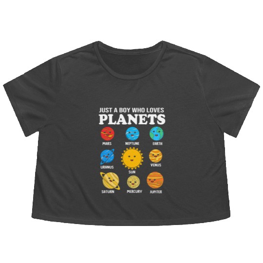 Solar System Science Just A Boy Who Loves Planets Flowy Cropped Tees