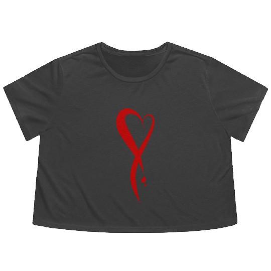 Heart bleeding, hand drawn Flowy Cropped Tees