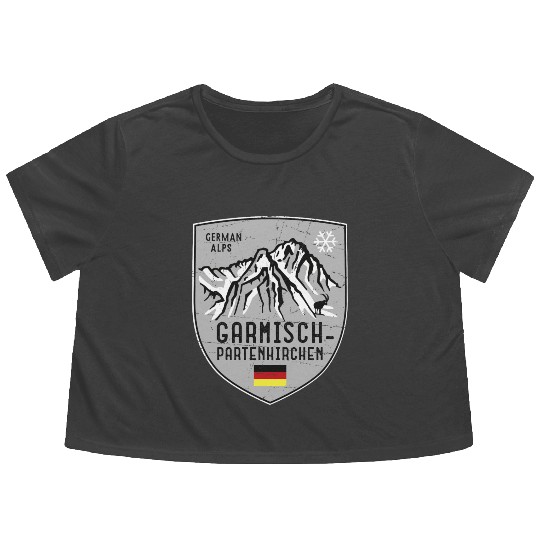 Garmisch Mountain Germany Emblem Flowy Cropped Tees