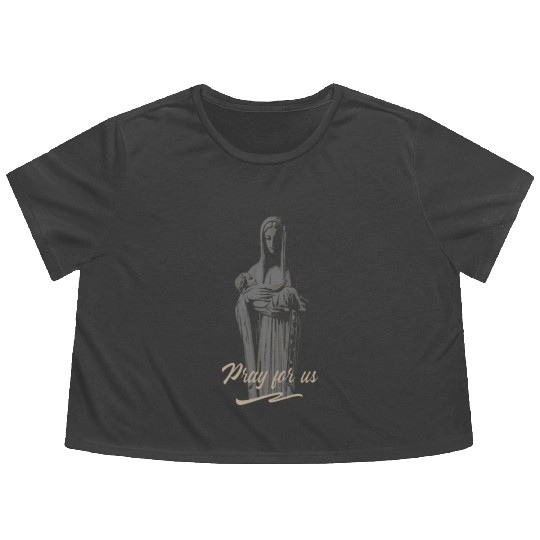 Mary mother of jesus, pray for us Flowy Cropped Tees