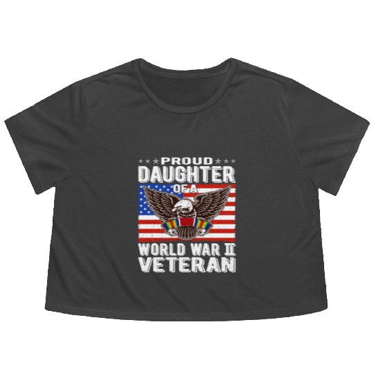 Proud Daughter Of A World War 2 Veteran Patriotic Flowy Cropped Tees