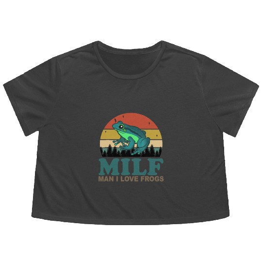 MILF Man I Love Frogs Flowy Cropped Tees