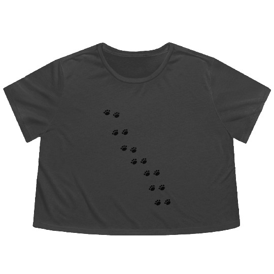 Cat Paw Prints (Black) Flowy Cropped Tees