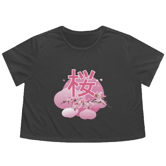 Cherry bloosom , Sakura, Cherry Blossom Flowy Cropped Tees