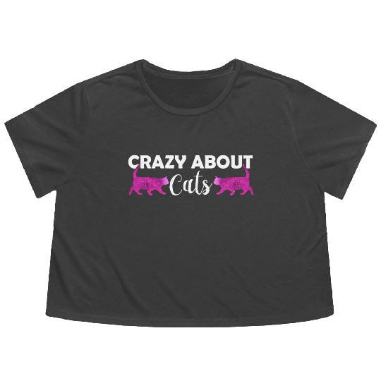 Crazy about cats - Cat lover - Cat owner gift Flowy Cropped Tees