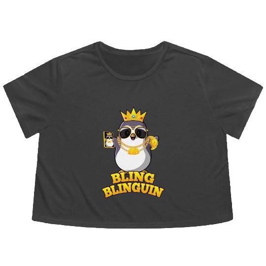 Bling Blinguin Pinguin Flowy Cropped Tees
