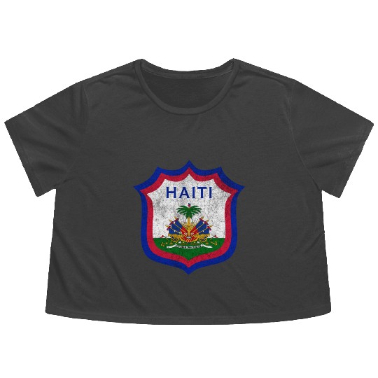 Haiti Crest Design Flowy Cropped Tees