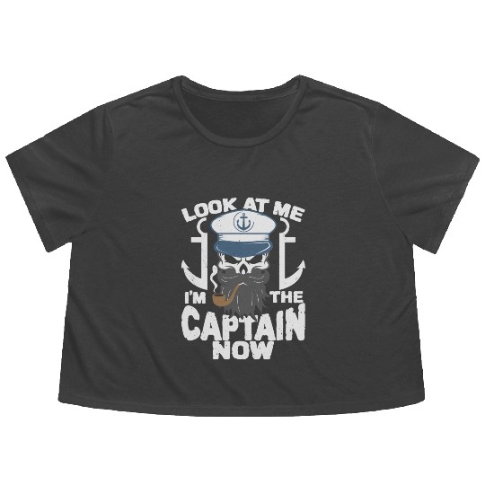 Captain Boat Lovers Fishermen Sailing Boating Flowy Cropped Tees