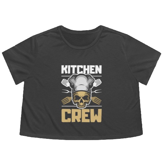 Kitchen Crew Great Cooking Gift Women Men Food T Flowy Cropped Tees