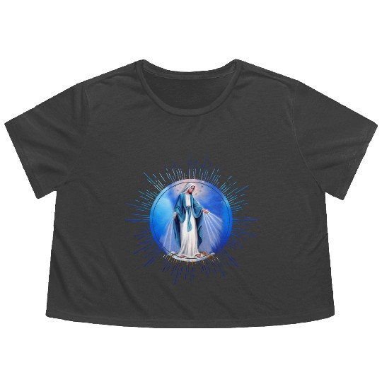 Virgin mary madonna maria ave maria catholic bibel Flowy Cropped Tees