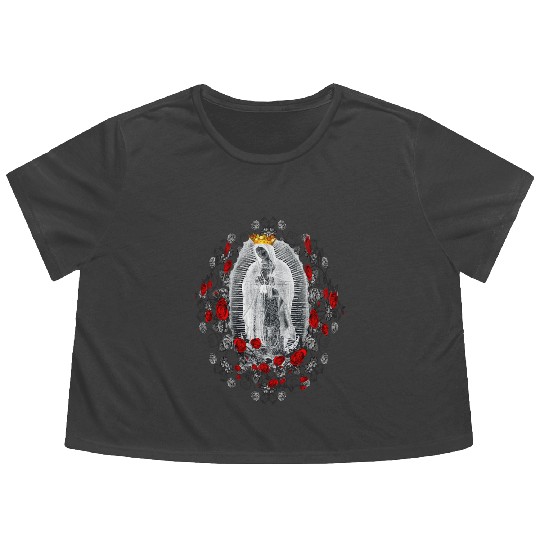 Our Lady of Guadalupe Mexico Virgin Mary A-100421 Flowy Cropped Tees