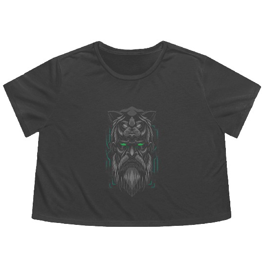 Viking Age Berserker Bear Warrior Flowy Cropped Tees