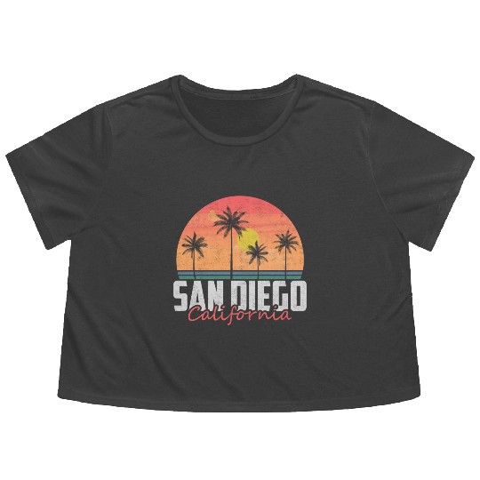 San Diego CA California Pacific Beach Flowy Cropped Tees