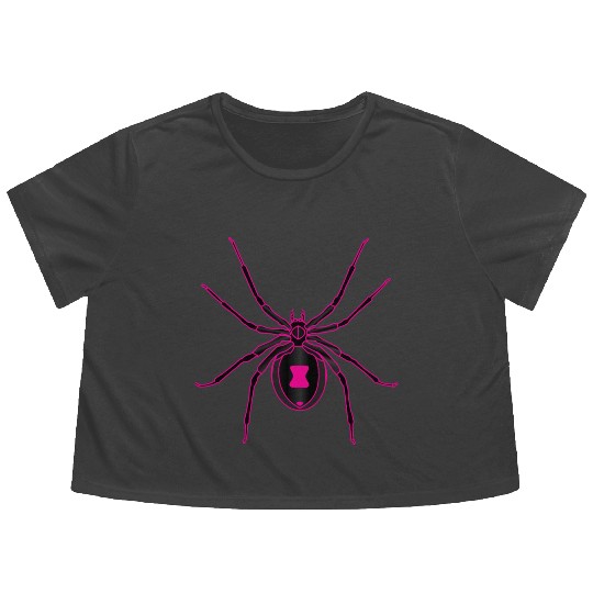 Black Widow Pink Design Flowy Cropped Tees