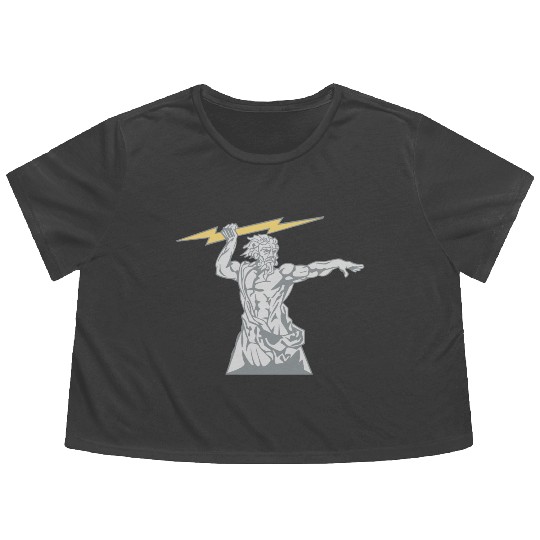 Greek mythology Zeus lightning bolt silhouette Flowy Cropped Tees