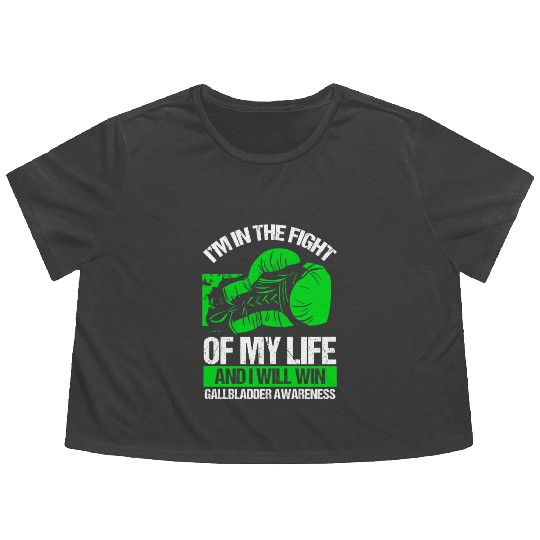 Gallbladder Awareness I will win Green Ribbon Flowy Cropped Tees