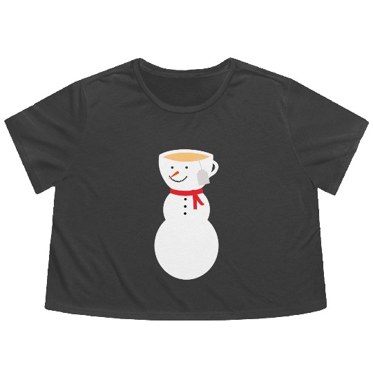 Fros-TEA the Snowman Let It Snow frosty tea Flowy Cropped Tees