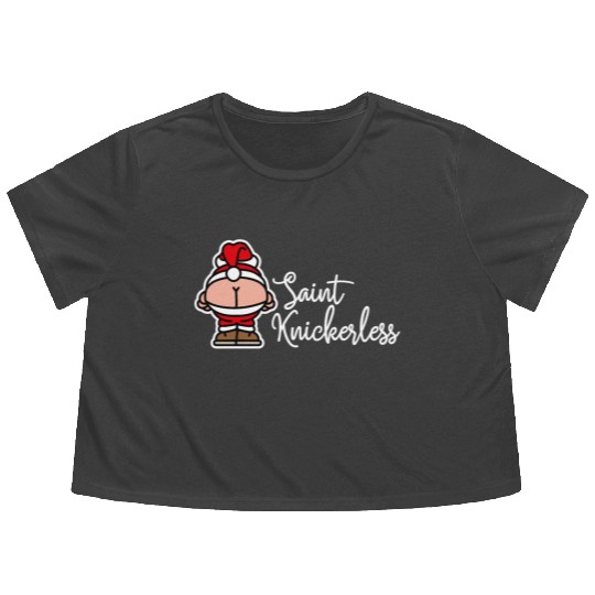 St. Knickerless funny Santa Claus Christmas puns Flowy Cropped Tees
