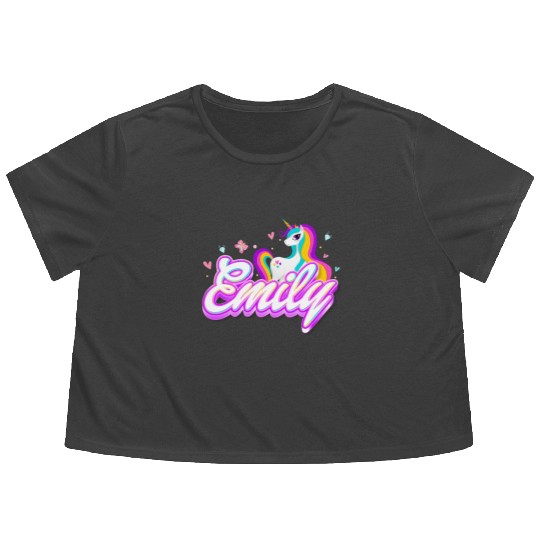 Emily Unicorn Flowy Cropped Tees