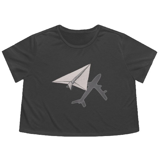 Funny Pilot paper Airplane Flowy Cropped Tees for CO pilots
