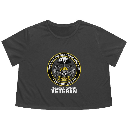 US Army Ranger Army Dad Military Veterans Day Flowy Cropped Tees
