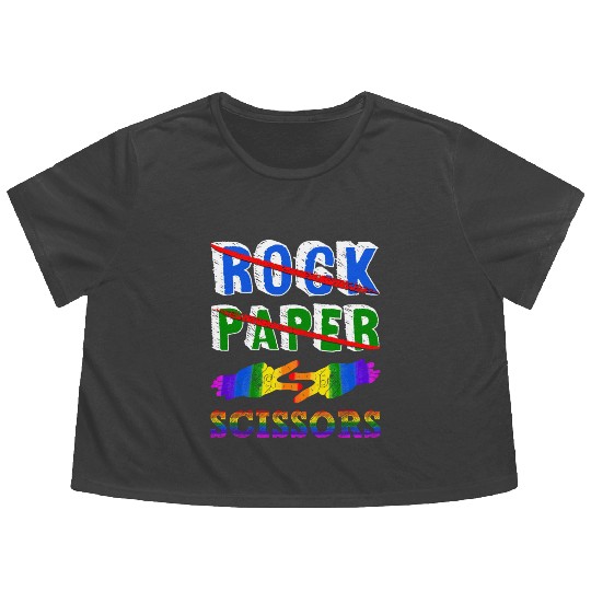 Rock Paper Scissors Lesbian Couple LGBTQ Pride Mon Flowy Cropped Tees
