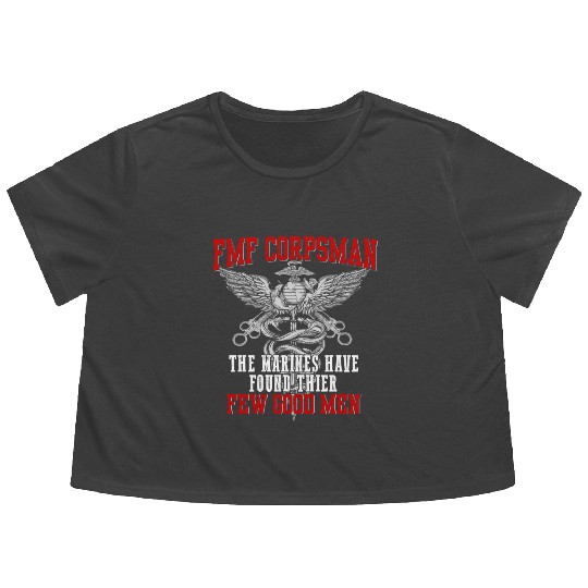 FMF Devil US Navy Corpsman DOC Badass Army Veteran Flowy Cropped Tees