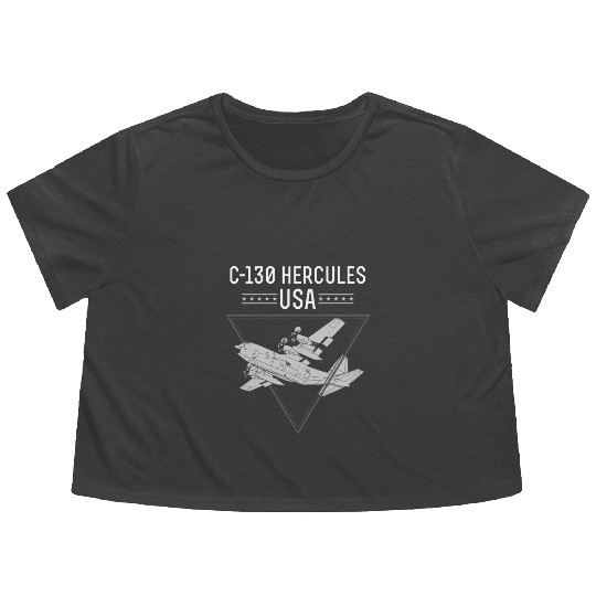 C 130 Hercules US Airborne Fighter Pilot Flowy Cropped Tees